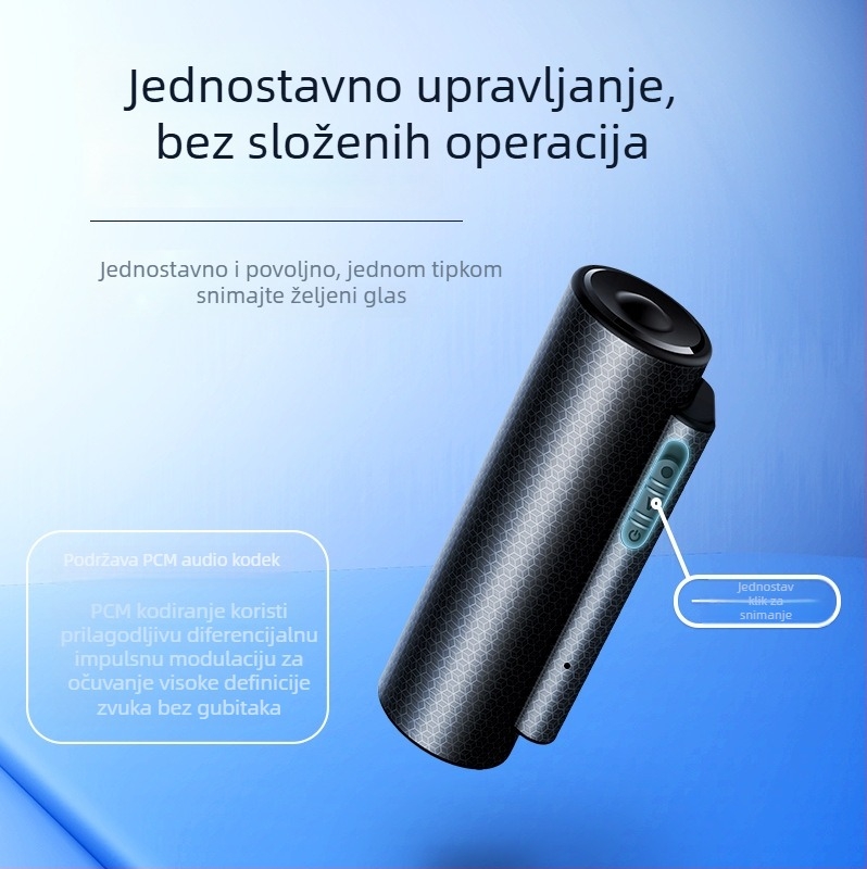 Q76 govorni zapisnik‑olovka s dvostrukim omnidirekcijskim mikrofonima – WAV snimanje, do 500 sati, USB 2.0, uključite za početak snimanja
