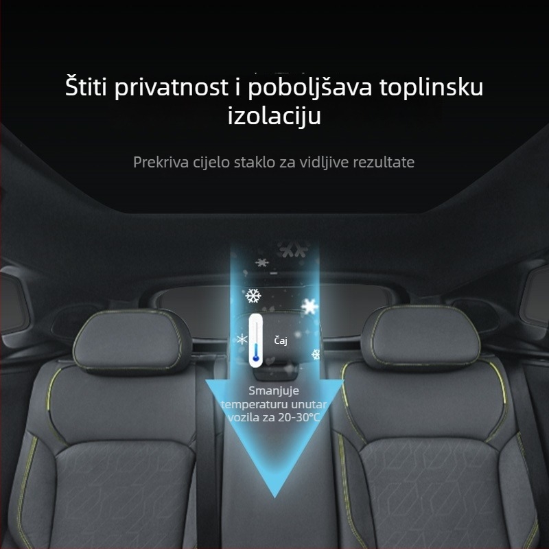 Auto sjenila zavjesa za Lynk & Co 900 – toplinska izolacija i zaštita od sunca – montaža snap-in – materijal: 82B opružno čelika + Oxford tkanina 300D