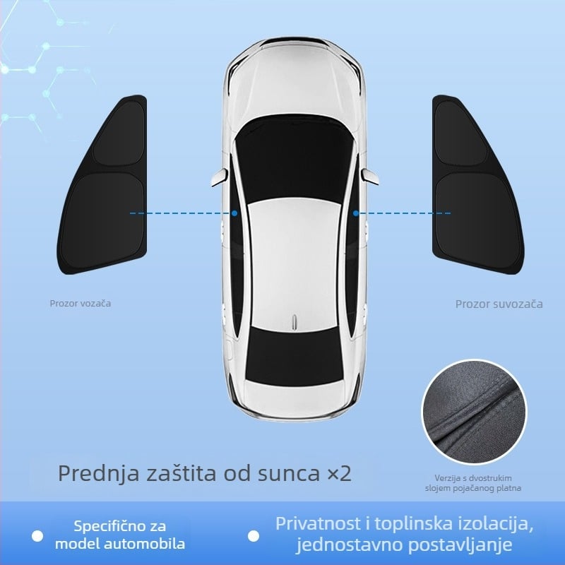 Auto sjenila zavjesa za Lynk & Co 900 – toplinska izolacija i zaštita od sunca – montaža snap-in – materijal: 82B opružno čelika + Oxford tkanina 300D