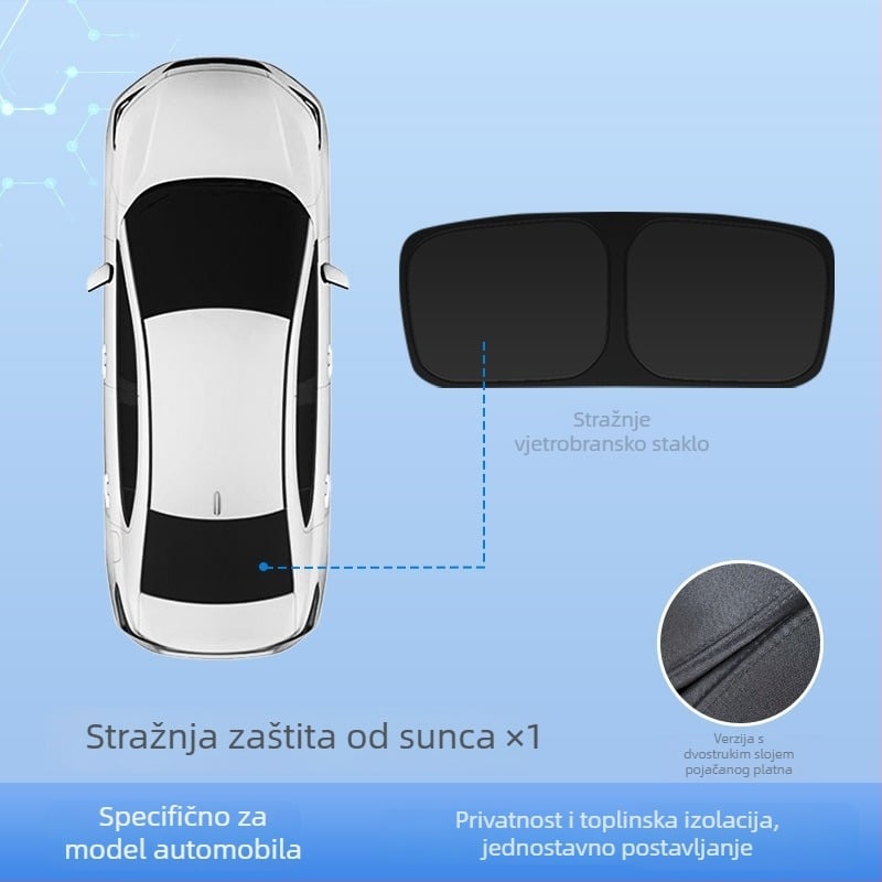 Auto sjenila zavjesa za Lynk & Co 900 – toplinska izolacija i zaštita od sunca – montaža snap-in – materijal: 82B opružno čelika + Oxford tkanina 300D