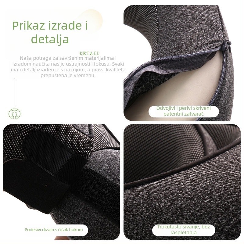 Jastuk za vrat s memorijskom pjenom, U-oblik, za putovanja, let i ured