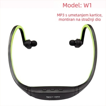 W1 MP3 player za nošenje na glavi s podrškom TF kartice, USB 2.0, 90 mAh baterija, 6-8 sati trajanja, za studente