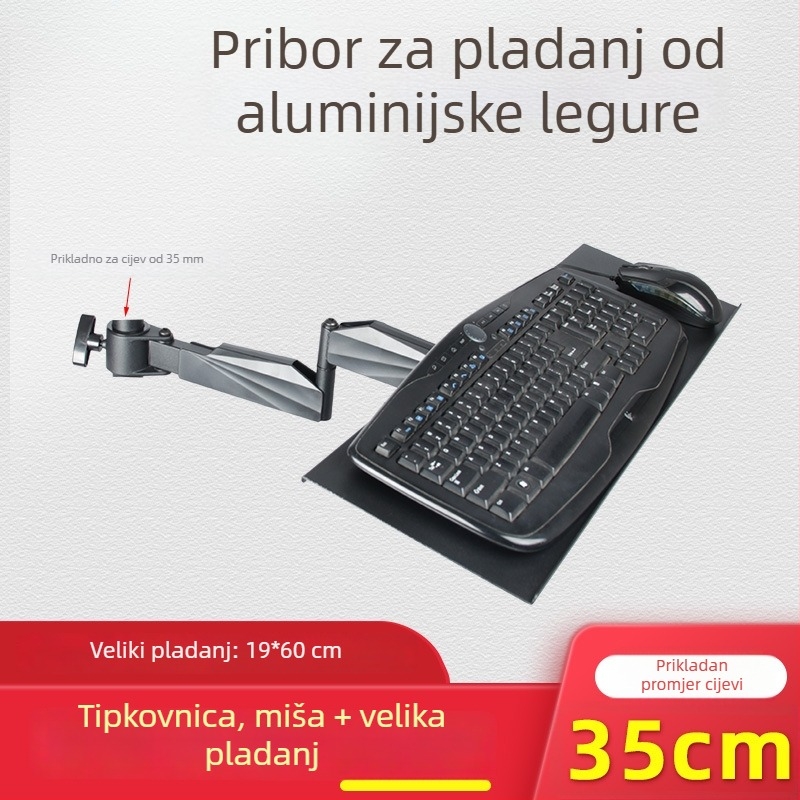 Rotirajući aluminijski držač za tipkovnicu i monitor s razmakom montažnih rupa 3,5 cm