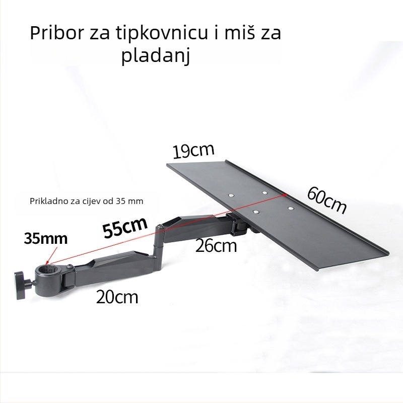 Rotirajući aluminijski držač za tipkovnicu i monitor s razmakom montažnih rupa 3,5 cm
