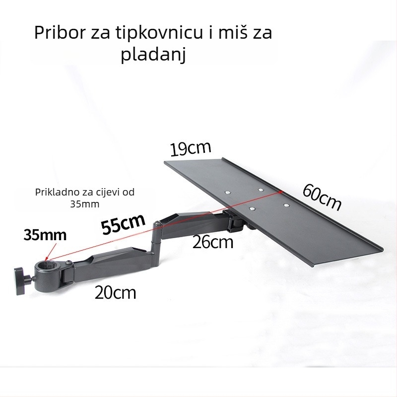 Rotirajući aluminijski držač za tipkovnicu i monitor s razmakom montažnih rupa 3,5 cm