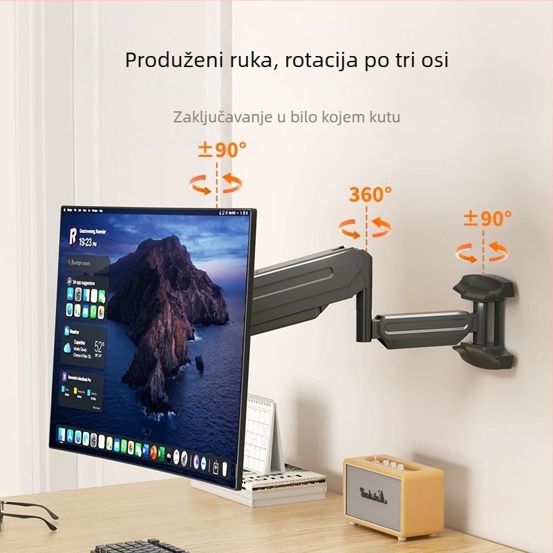 Zidni nosač za zaslon za medicinsku industrijsku opremu, rotirajući, integrirani nosač tipkovnice i zaslona (Materijal: hladno valjani čelik; Model: wm18; Duljina linije: wm18; Težina: 3 kg)