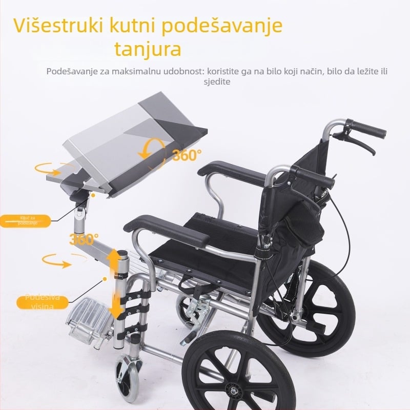 Stalak za laptop za kolica s jednim klikom dizanja, ergonomska tipkovnica i miš, teleskopski stalak