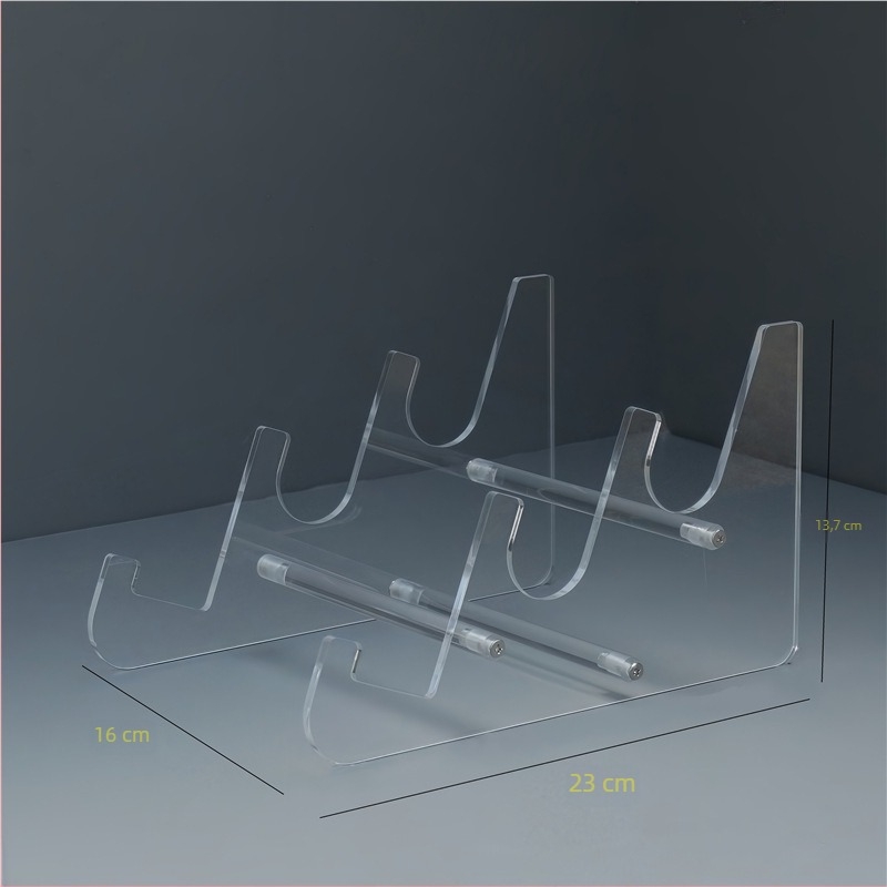 Stalak za izlaganje tipkovnice, proziran, od organog stakla, za police u trgovačkom centru