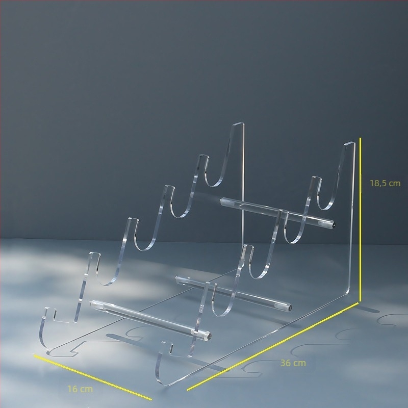 Stalak za izlaganje tipkovnice, proziran, od organog stakla, za police u trgovačkom centru