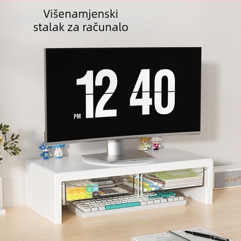 Stalak za podizanje monitora s organizatorom tipkovnice za stolno računalo, dvostruki podnosni nosač, plastika, model 057