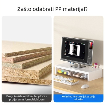 Stalak za podizanje monitora s organizatorom tipkovnice za stolno računalo, dvostruki podnosni nosač, plastika, model 057