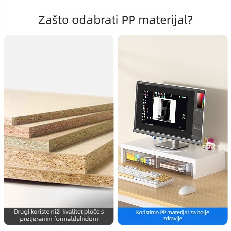Stalak za podizanje monitora s organizatorom tipkovnice za stolno računalo, dvostruki podnosni nosač, plastika, model 057