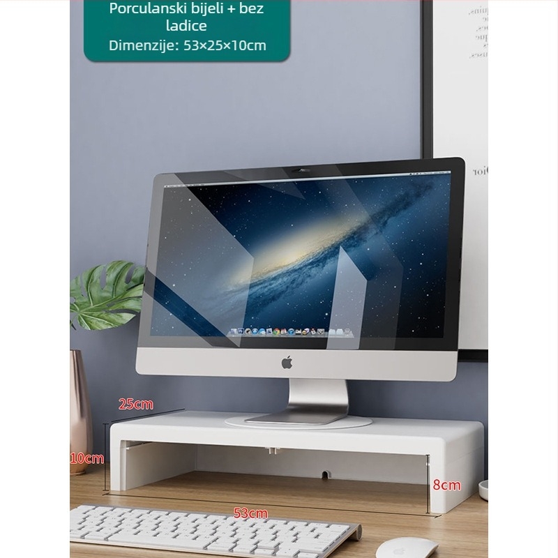 Stalak za podizanje monitora s organizatorom tipkovnice za stolno računalo, dvostruki podnosni nosač, plastika, model 057