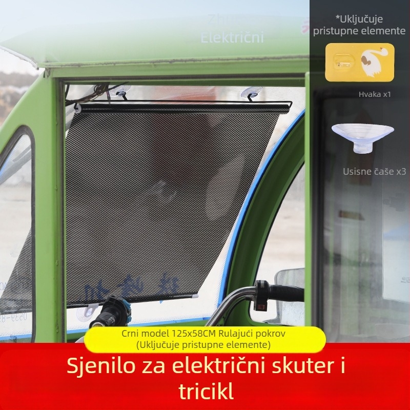 Prednje sunčano sjenilo za tricikl - aluminijska folija, visi, obične zavjese, kompatibilno s drugim modelima, drugim markama automobila