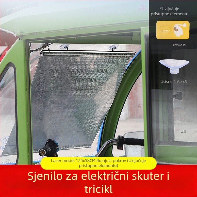 Prednje sunčano sjenilo za tricikl - aluminijska folija, visi, obične zavjese, kompatibilno s drugim modelima, drugim markama automobila