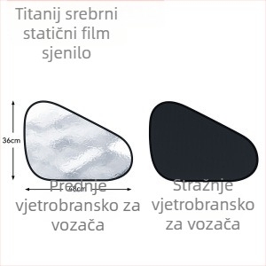 Auto sjenilo za bočni prozor – aluminijska folija, ugradnja statičnim ljepilom, pogodno za prozore automobila, jednostavan stil, jednofarbni uzorak