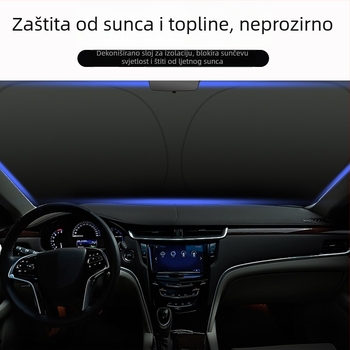 Automobilski sunčani vizir s dvostrukim kružnim dizajnom i motivom kapibare, Blue Rain, teleskopska ugradnja, za prednju ploču.