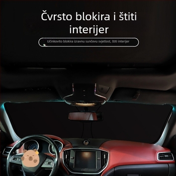 Automobilski sunčani vizir s dvostrukim kružnim dizajnom i motivom kapibare, Blue Rain, teleskopska ugradnja, za prednju ploču.