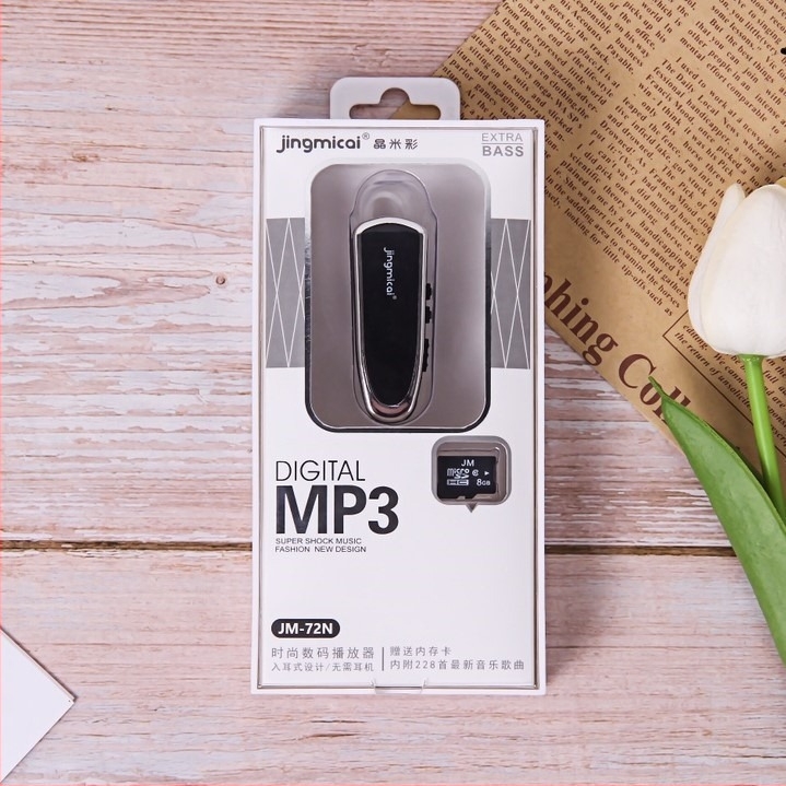 JM-72n MP3 set s ušnim kukama, podržava MiniSD karticu, USB 2.0, dizajn s ušnom kukom, litij baterija