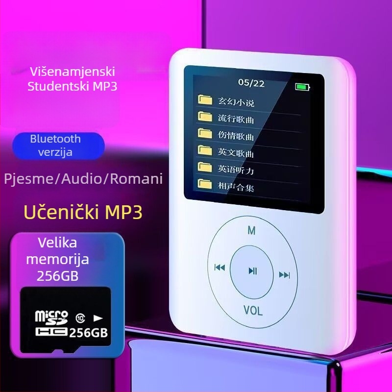 Studentska verzija prijenosni MP3/MP4 player s Bluetoothom i zaslonom – podrška čitanju na engleskom