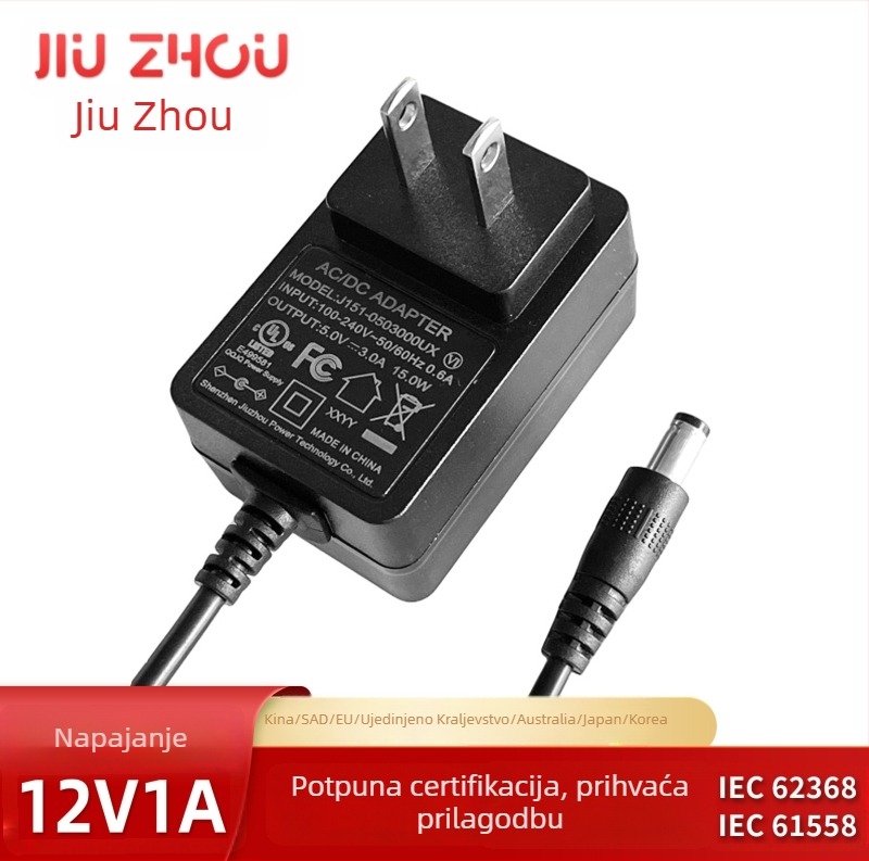 Jiuzhou Power J151 Napajanje 12V 1A za usmjerivač, set-top box i digitalne male uređaje – Europski i nacionalni standardi