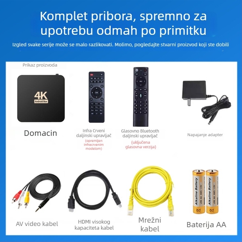 4K set-top box s Wi-Fi i Bluetooth daljinskim upravljačem, 4 GB RAM, 32 GB memorije, 3840x2160 izlaz