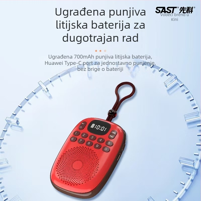 Xianke V15 Mini radio player s integriranim zvučnikom, MP3 podrška, automatsko traženje postaja s 50 unaprijed postavljenih stanica, 5V 3W, za starije osobe