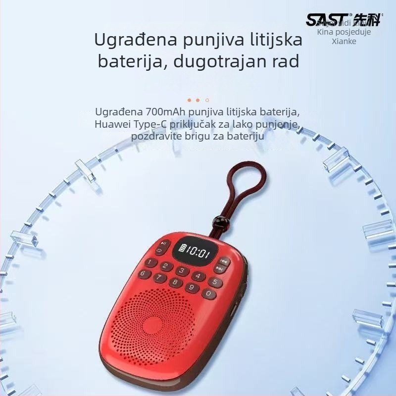 Xianke V15 Mini radio player s integriranim zvučnikom, MP3 podrška, automatsko traženje postaja s 50 unaprijed postavljenih stanica, 5V 3W, za starije osobe