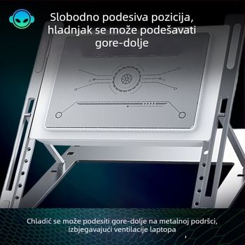 Stalak za hlađenje prijenosnika s poluvodičkim hlađenjem, aluminijska legura + ABS, 1 ventilator, model H1/H1-MAX, podesive razine