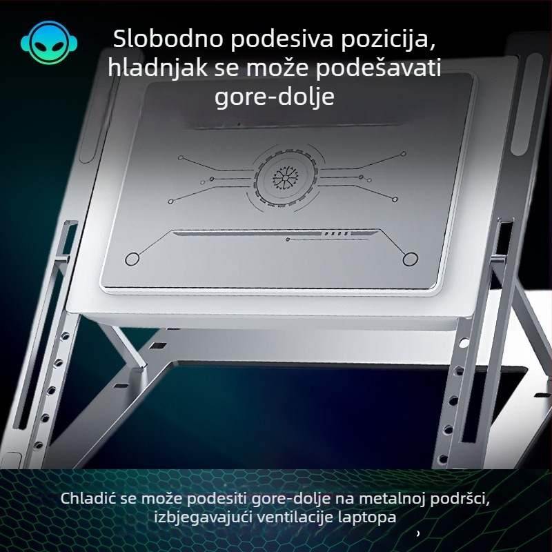 Stalak za hlađenje prijenosnika s poluvodičkim hlađenjem, aluminijska legura + ABS, 1 ventilator, model H1/H1-MAX, podesive razine