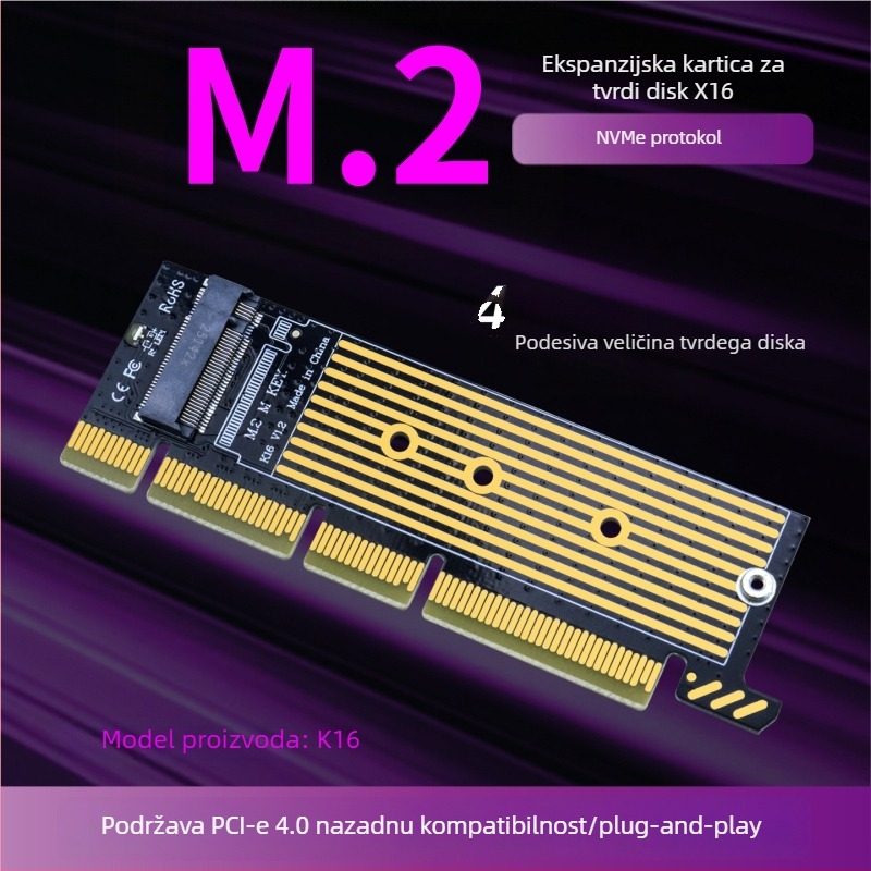 RIHAO K01 M.2 NVMe na PCIe 4.0 adapter kartica