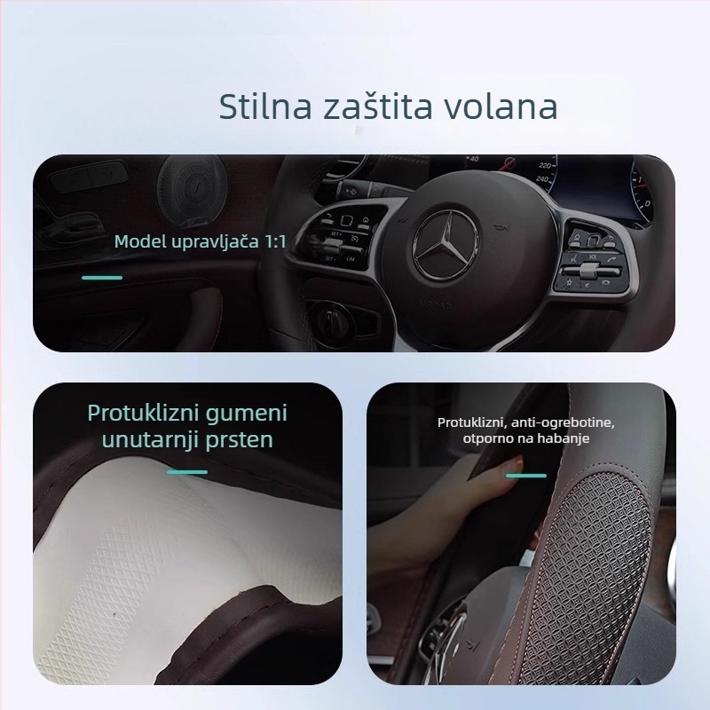 Navlaka za volan od Nappa kože, univerzalna za sve sezone, protuklizna, otporna na habanje, upija znoj, premium unutarnji dodatak