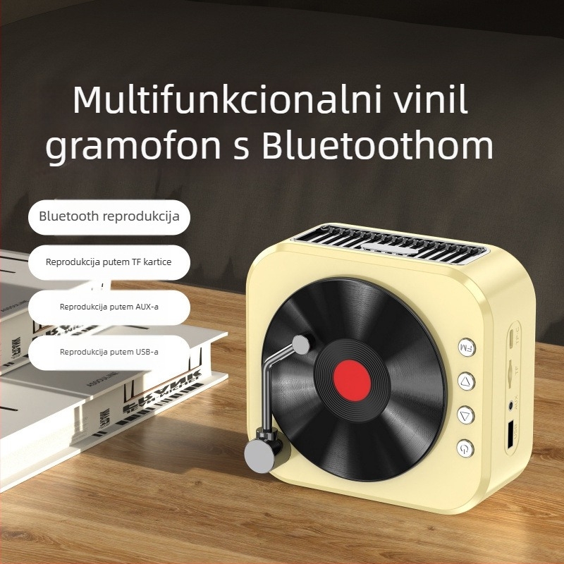 Bluetooth stolni stereo zvučnik, kompaktni dizajn, 5W, BT 5.3, ugrađena baterija 800–1000 mAh, frekvencijski raspon 100 Hz–20 kHz, doseg do 10 m