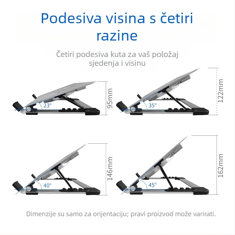 iDock nosač za hlađenje prijenosnog računala N65 s tihim ventilatorom, materijal: željezo + aluminijska legura + ABS, 1 ventilator, USB portovi opcionalno