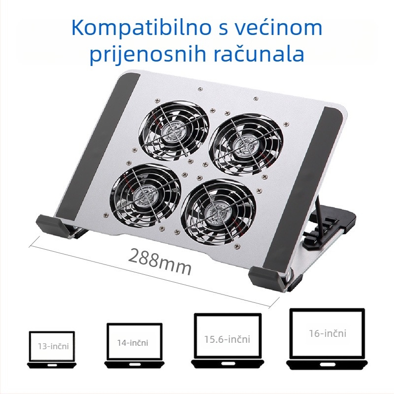 iDock nosač za hlađenje prijenosnog računala N65 s tihim ventilatorom, materijal: željezo + aluminijska legura + ABS, 1 ventilator, USB portovi opcionalno