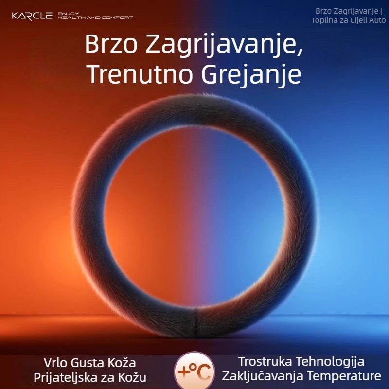 Zimska plišana navlaka za volan s grijanjem, univerzalna za vozila, brzo zagrijavanje