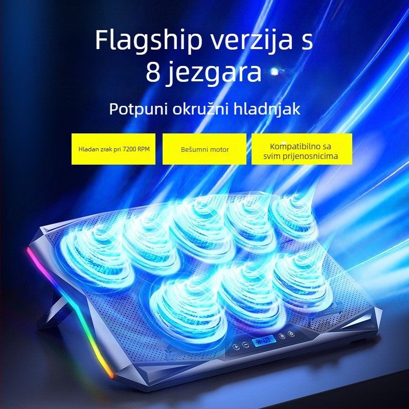 Stan za hlađenje laptopa (model S02, zračno hlađenje, plastična konstrukcija, kabel duljine 50–100 cm)