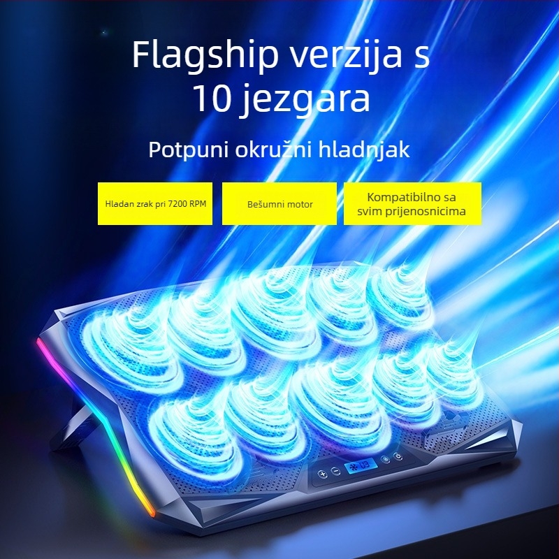 Stan za hlađenje laptopa (model S02, zračno hlađenje, plastična konstrukcija, kabel duljine 50–100 cm)