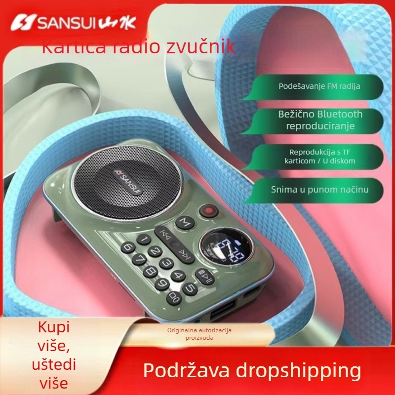 Prijenosni Bluetooth FM radio prilagođen starijim osobama s digitalnim zaslonom i mogućnošću snimanja, model F21, ABS kućište.