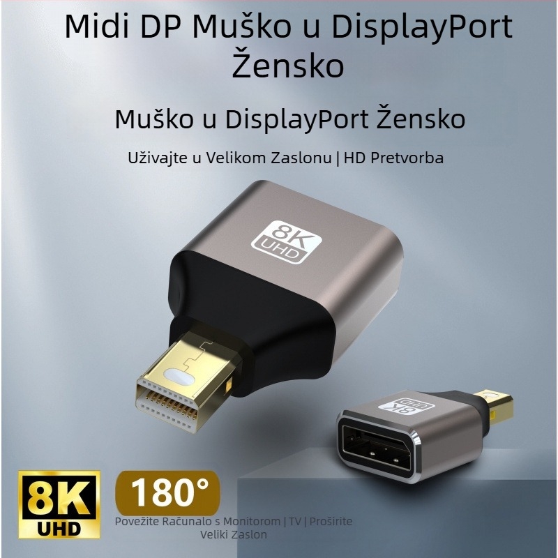 DP adapter za Mini DP, za monitor i grafičku karticu, DP sučelje, jednodonoki konektor