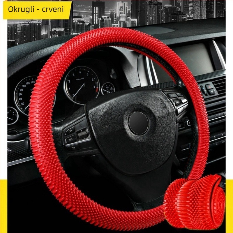 Navlaka za volan od silikona, mekani gumeni sloj, univerzalna za četiri godišnja doba, protivklizna, upija znoj, masažni doživljaj pri vožnji