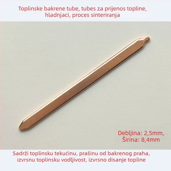 Hlađenje bakrenom cijevi i toplinskom cijevi za CPU/GPU, debljina 2,5–3,0 mm, DIY hlađenje za prijenosno računalo