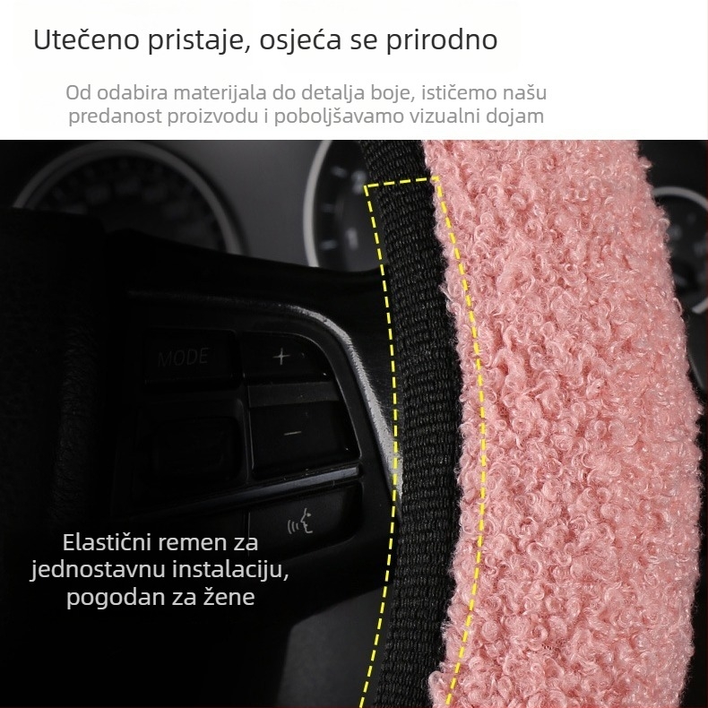Navlaka za volan — plišasta zimska, protuklizna, sintetičko vlakno, univerzalna montaža