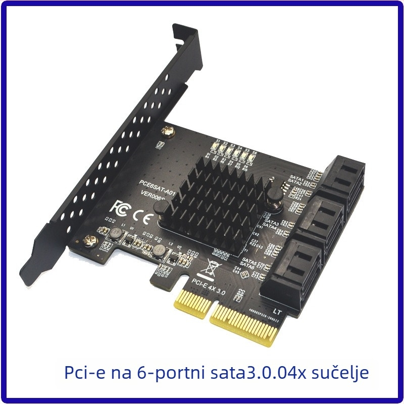 PCIe na SATA proširna kartica, 6/8/10 portova, SATA 3.0, upravljački ASM1166/JMB575, PCIe 3.0, 6000 MB/s