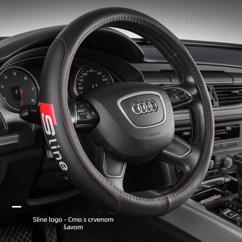 Navlaka za volan za Audi - mikrovlaknena koža, sportski stil, univerzalno za sve sezone
