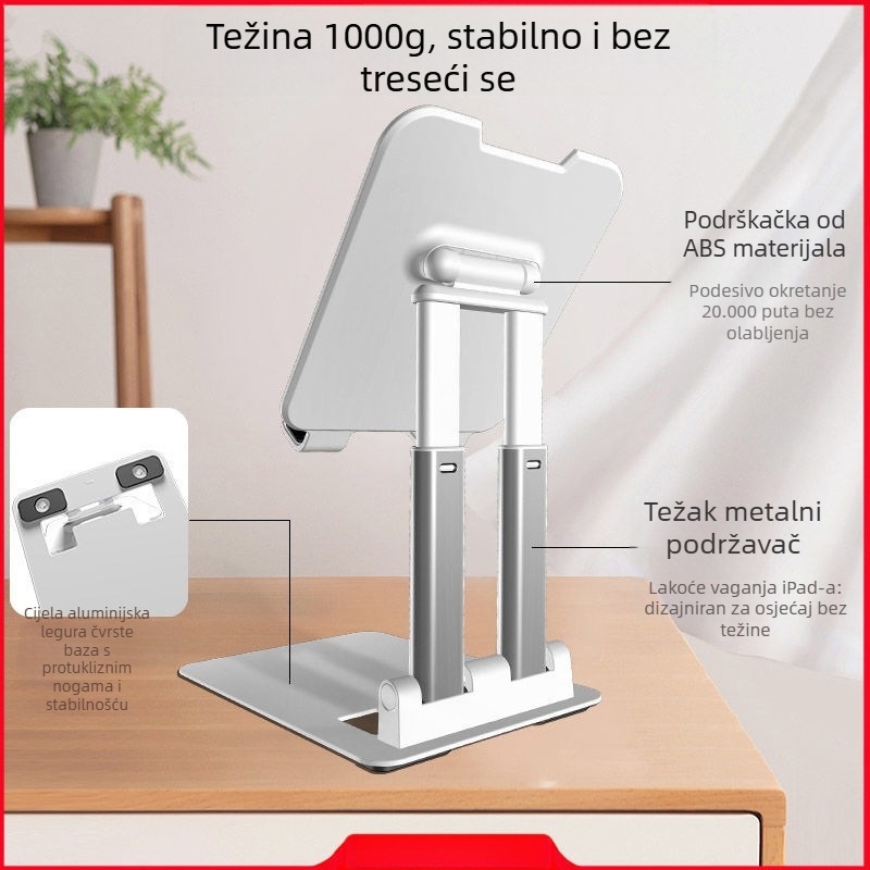 Stolni držač za tablete od aluminijske legure, podesiva baza