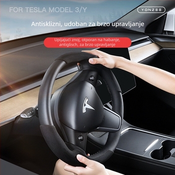 Navlaka za volan Tesla Model 3/Y/YL, univerzalna za sve sezone, bijeli velur dekorativni dodatak