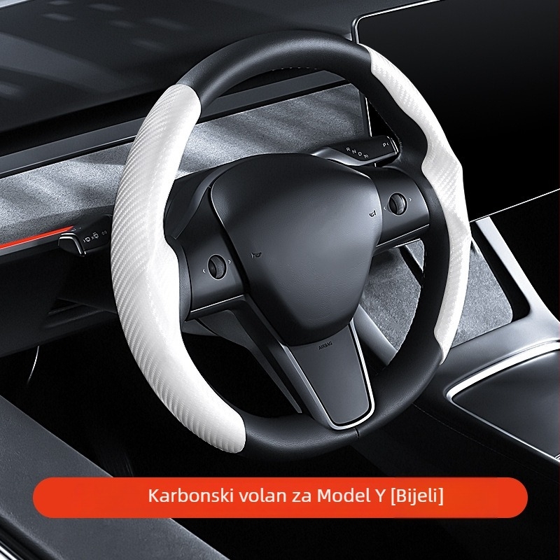 Navlaka za volan Tesla Model 3/Y/YL, univerzalna za sve sezone, bijeli velur dekorativni dodatak