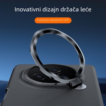 Kožna zaštitna futrola za Honor MagicV3 s integriranim središnjim osovinom i potpunim pokrivanjem, držač leća s šarkom – VS3; prirodna koža; toplinski pres; odvodi toplinu; otpornost na habanje