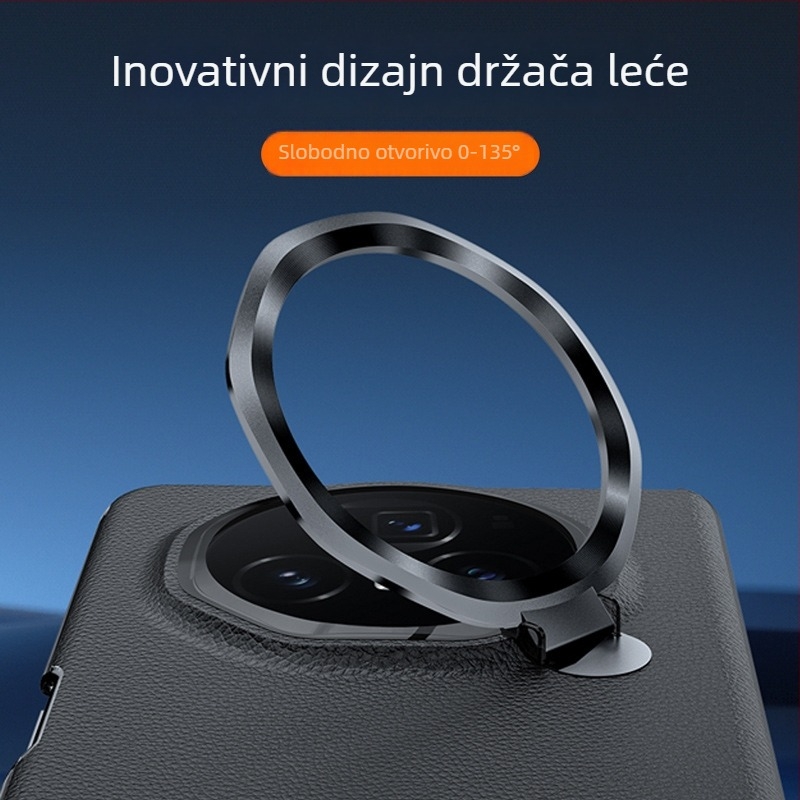 Kožna zaštitna futrola za Honor MagicV3 s integriranim središnjim osovinom i potpunim pokrivanjem, držač leća s šarkom – VS3; prirodna koža; toplinski pres; odvodi toplinu; otpornost na habanje